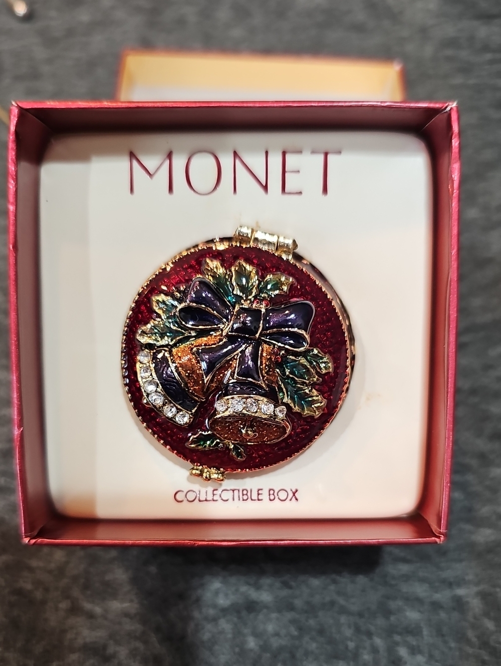 Monet Red and Gold Holiday Bell Collectible Box
